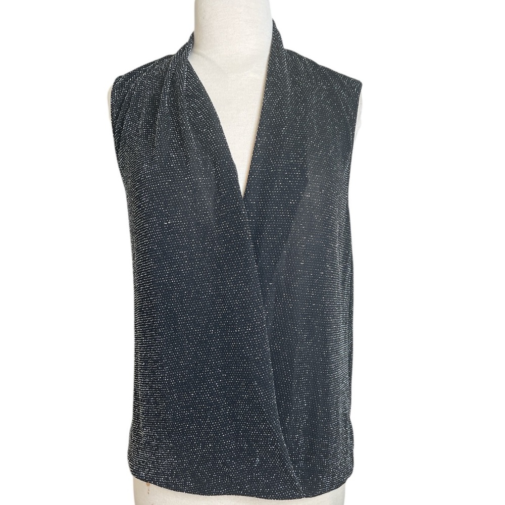 Bobeau Black Shimmer Sleeveless Top